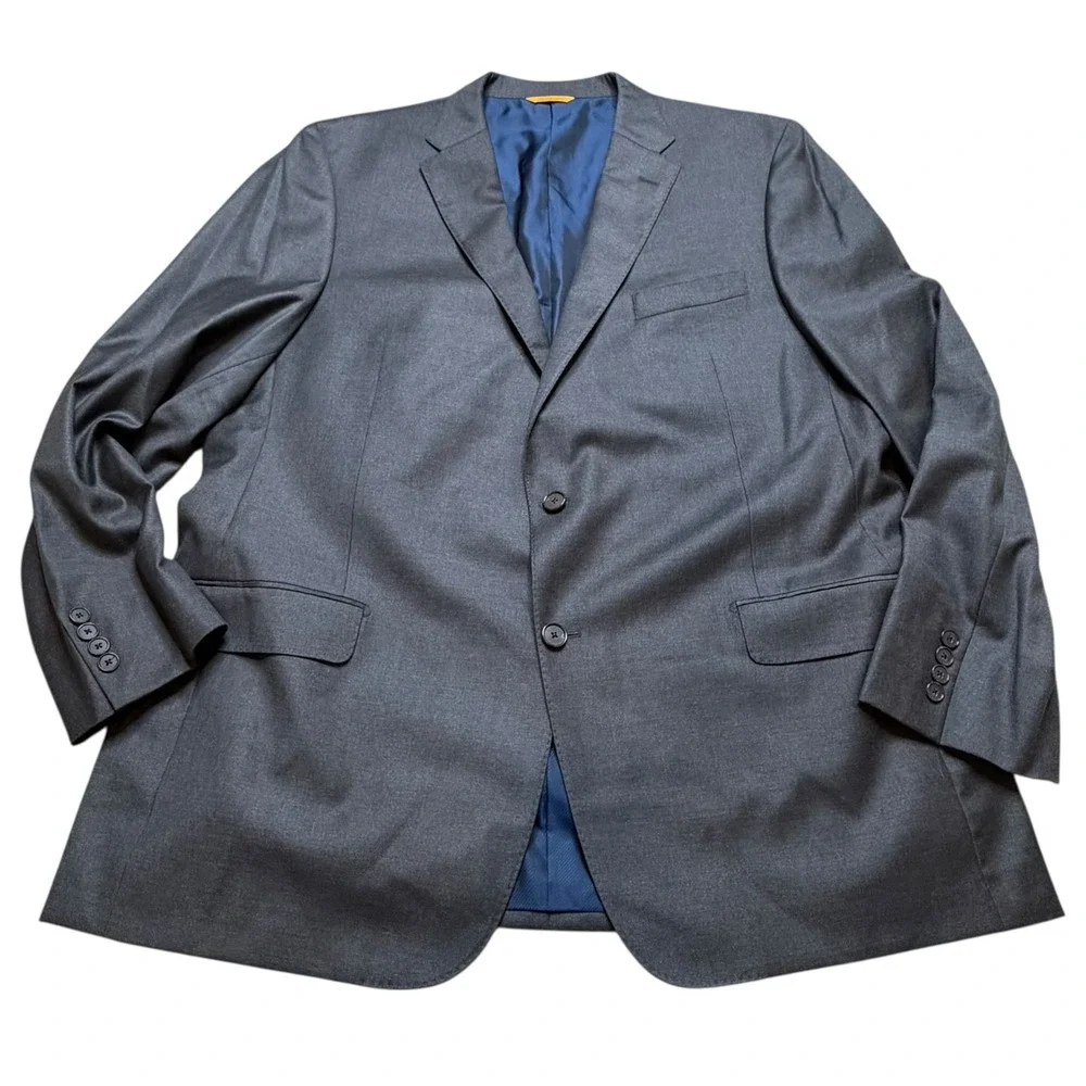 HICKEY FREEMAN Mens Charcoal Gray Wool Blazer Loro Piana Size 48‎ Long Office